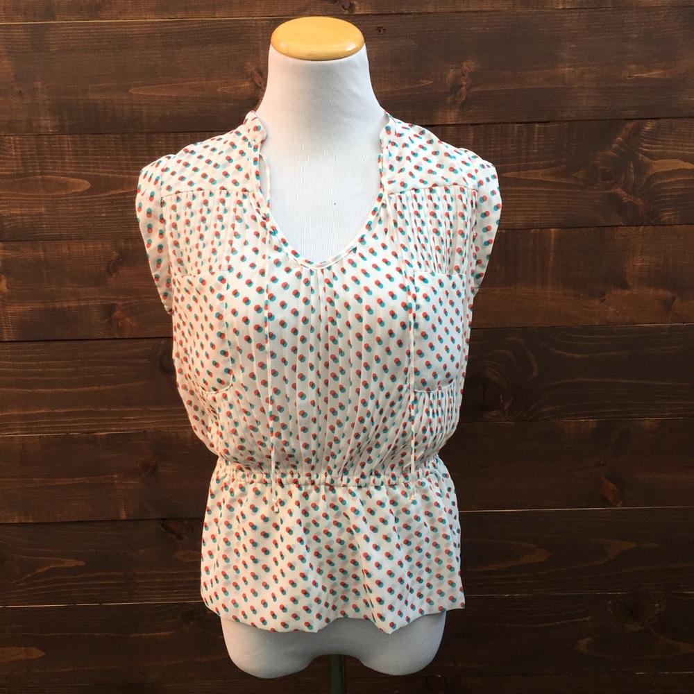 Anthropologie Isani Polka Dot Peplum Top